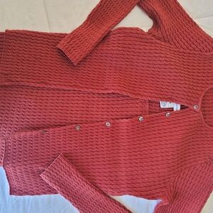 Women's Textured Knit Sweater Twinset Twin Set Short Sleeve + Long Slv Cardigan